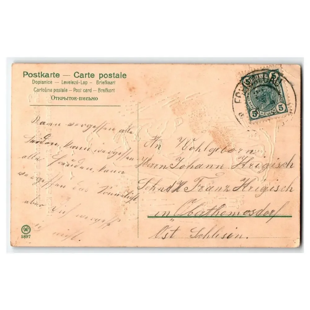 Romantic Couple Grain Field Sunset Postcard 1903 German Poem Maulich Art